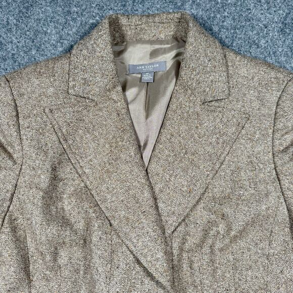 Ann Taylor Jackets & Blazers - Ann Taylor Women’s Size 4 Petites Wool Brown Tweed 3 Button Blazer Jacket 4P